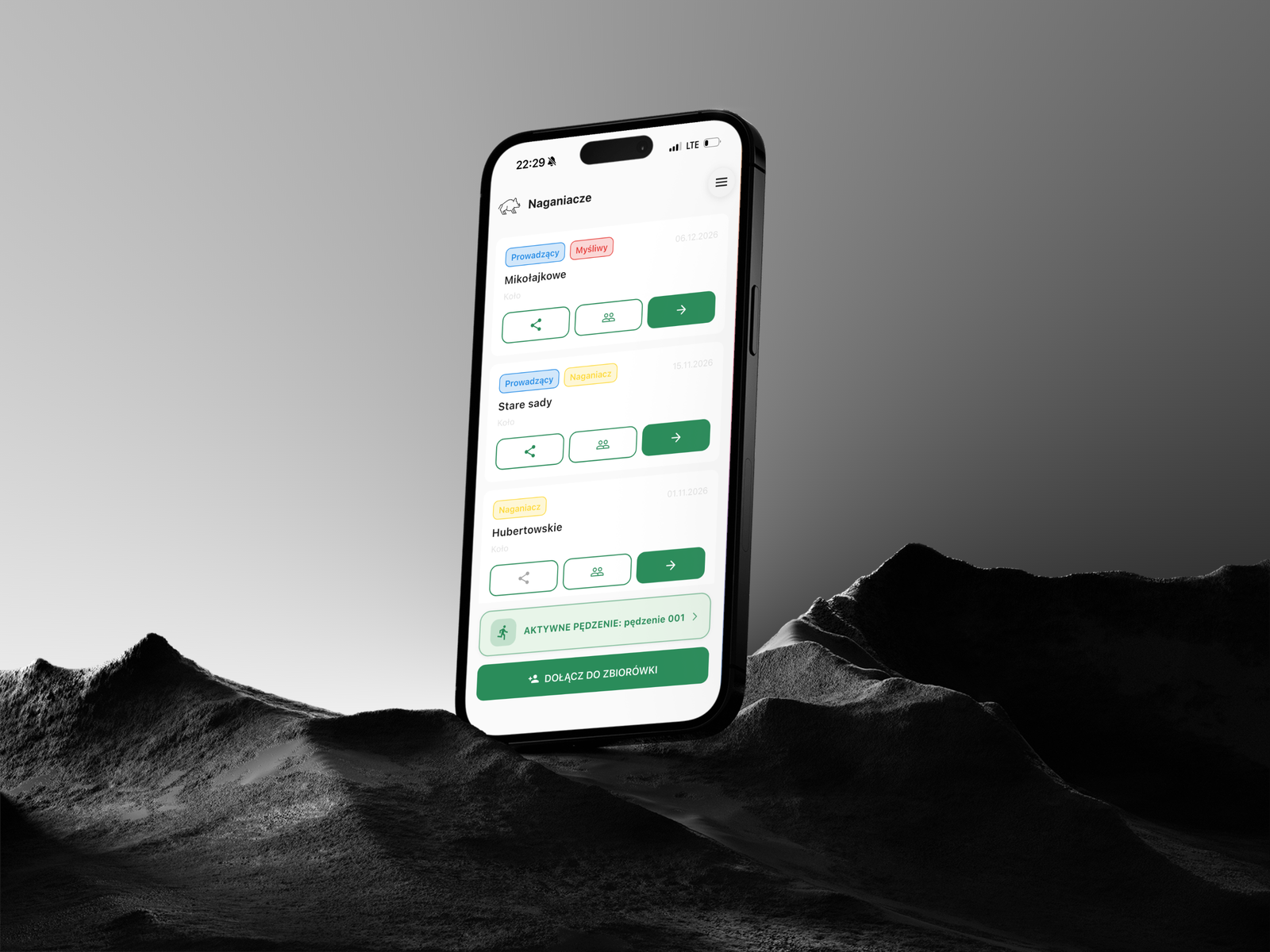 Planer polowań — iPhone z kalendarzem sezonu i dostępem dla koła